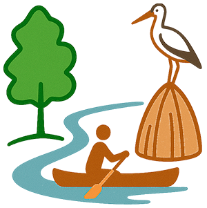 Grafik mit Paddler und Storch